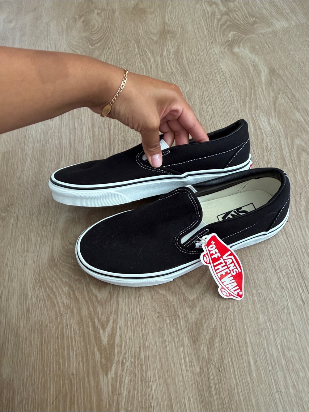 Vans Classic Slip-On Women's Black & White Canvas Loafers - Picture 1 of 4